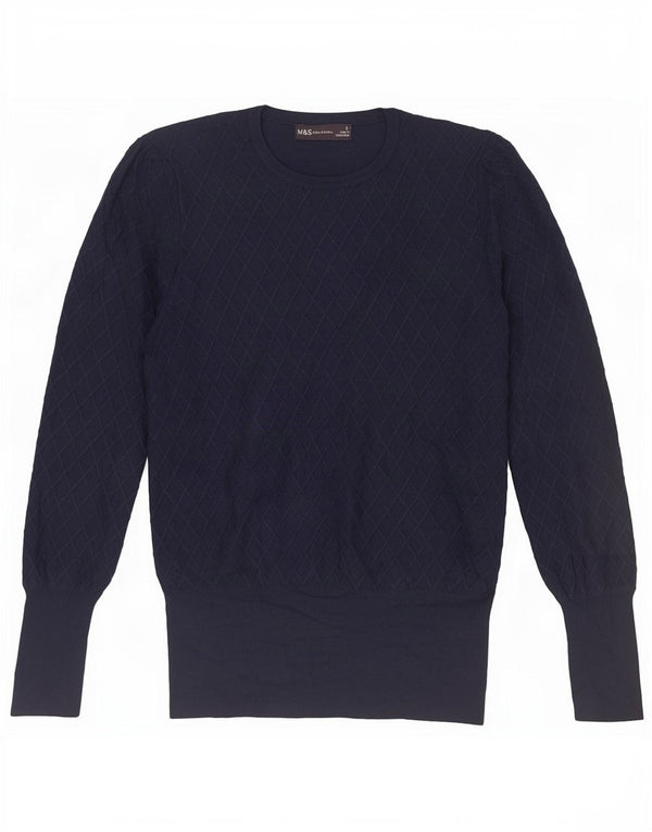 Marks & Spencer Womens Crew Neck Jumper Sweater UK 12 Medium Navy Blue