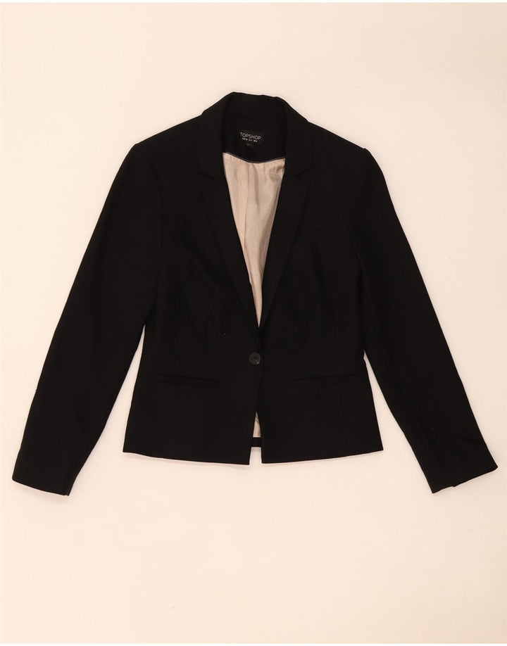 Topshop Chaqueta tipo blazer con 1 botón para mujer UK 8 Small Poliéster negro