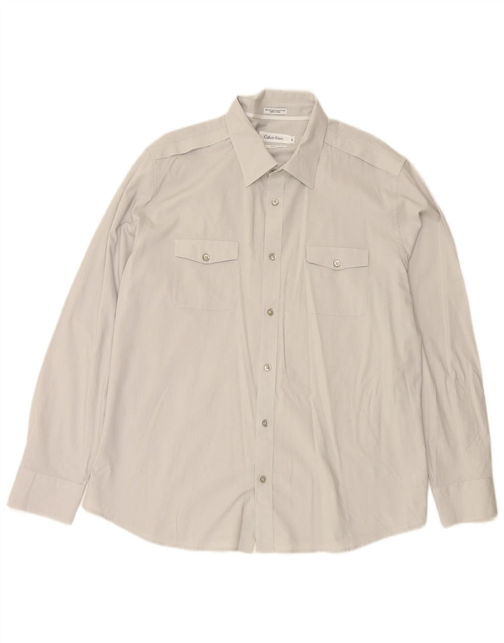 CALVIN KLEIN Mens Slim Fit Shirt XL Grey Cotton