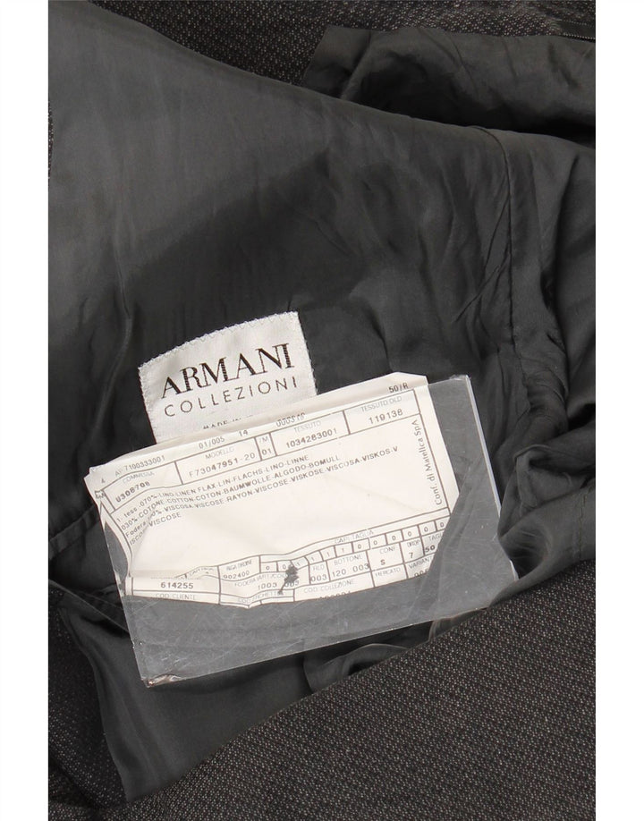 Armani Collezioni Mens 3 Button Blazer Jacket IT 50 Medium Grey Linen