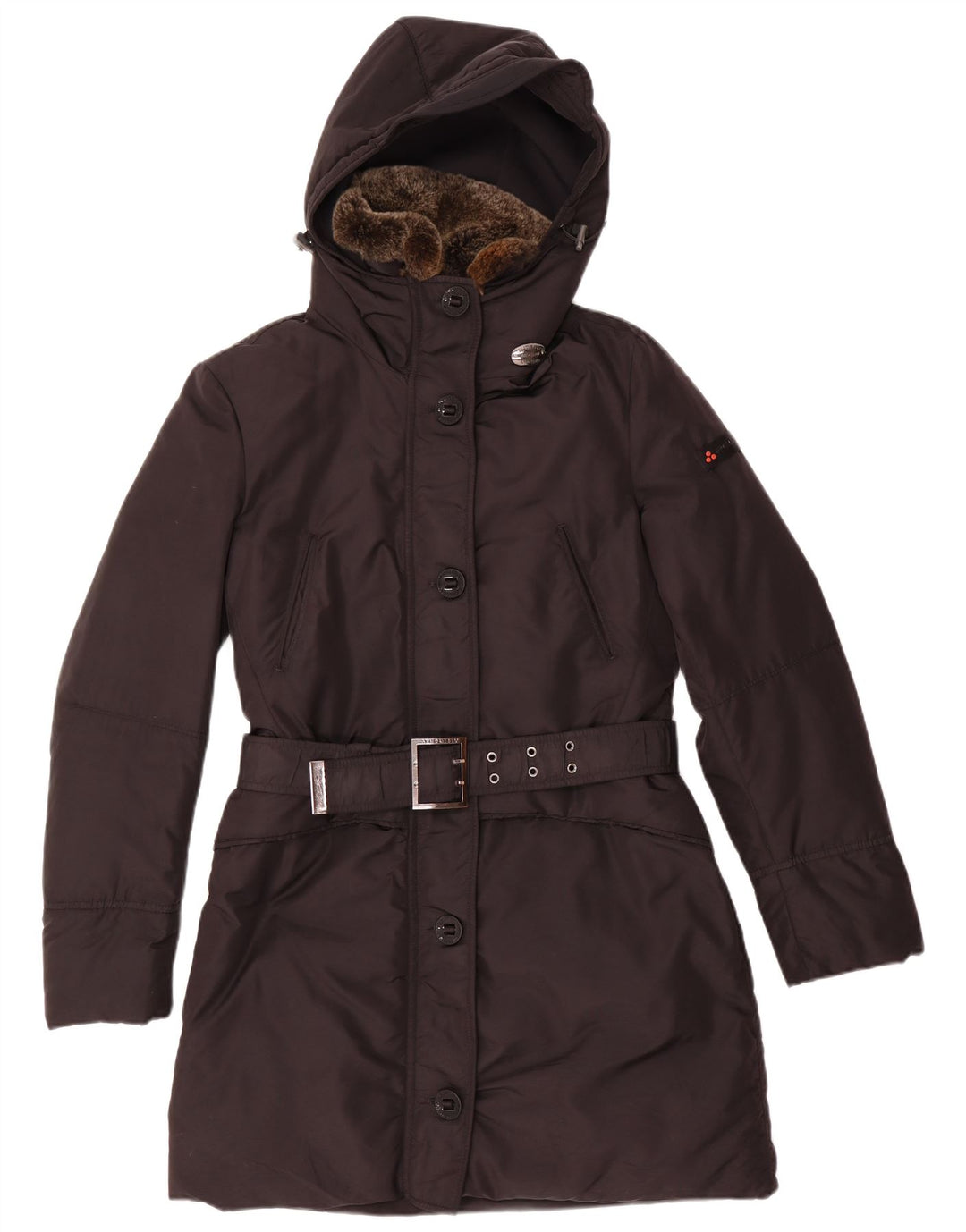 PEUTEREY Womens Hooded Padded Coat EU 44 XL Black Polyamide