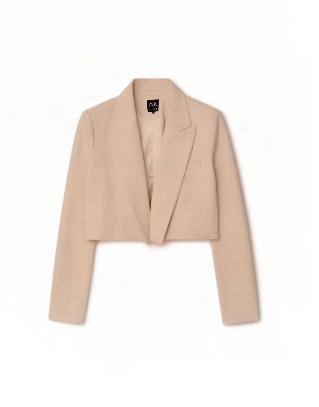 Zara Chaqueta Bolero Abierta para Mujer UK 46 Grande Poliéster Blanco Roto