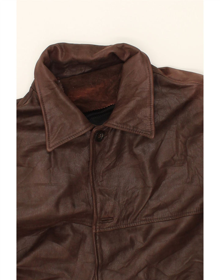 VINTAGE Abrigo de cuero para hombre IT 58 4XL Cuero marrón