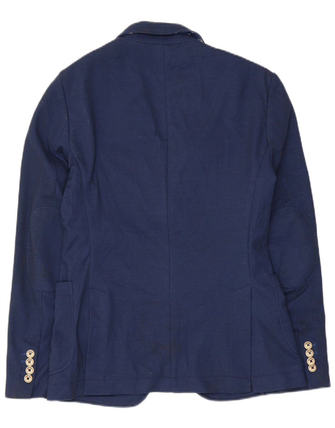 Zara Mens 2 Button Blazer Jacket EU 46 Small Navy Blue Polyester