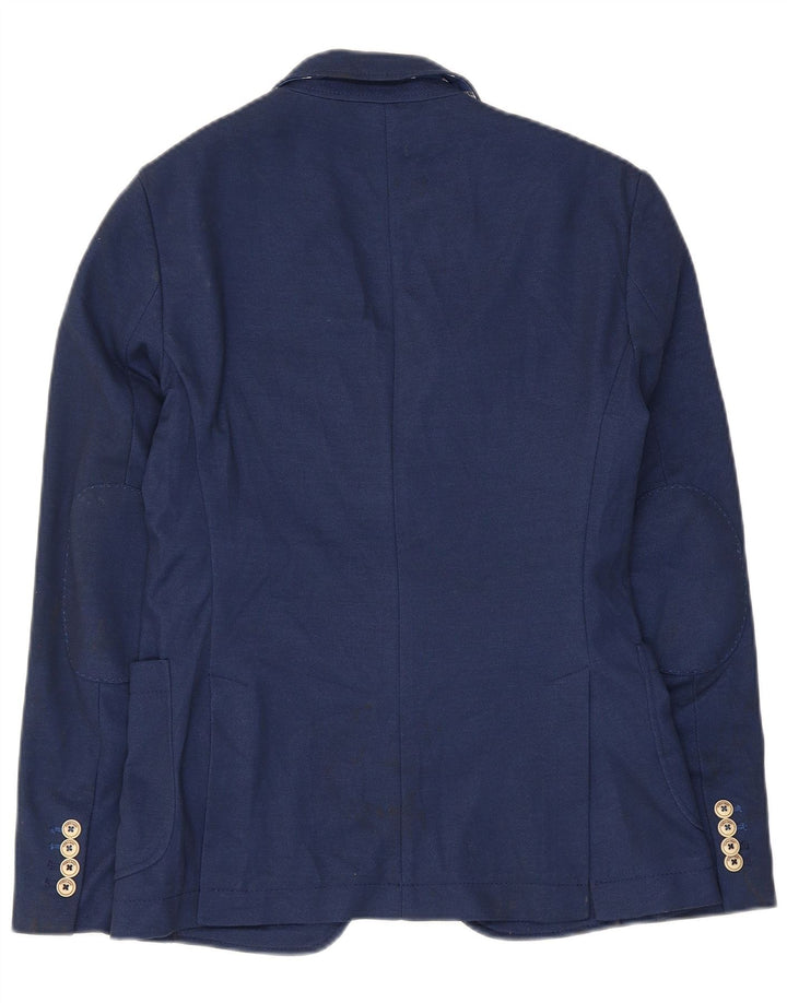 Zara Mens 2 Button Blazer Jacket EU 46 Small Navy Blue Polyester