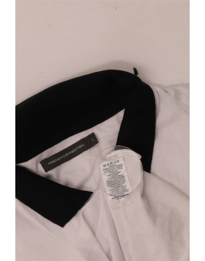 French Connection Mens Rugby Polo Shirt Large White Cotton