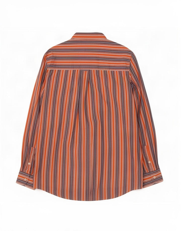 Chaps Mens Easy Fit Shirt Large Orange Striped Cotton