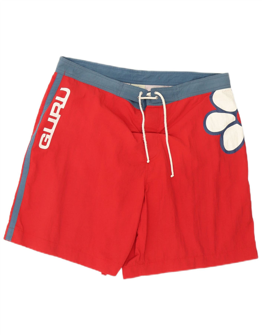 Guru Mens Graphic Swimming Shorts Large Red Colourblock
