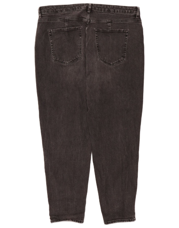 Marks & Spencer Damen Mom Tapered Jeans UK 20 2XL W40 L29 Schwarze Baumwolle