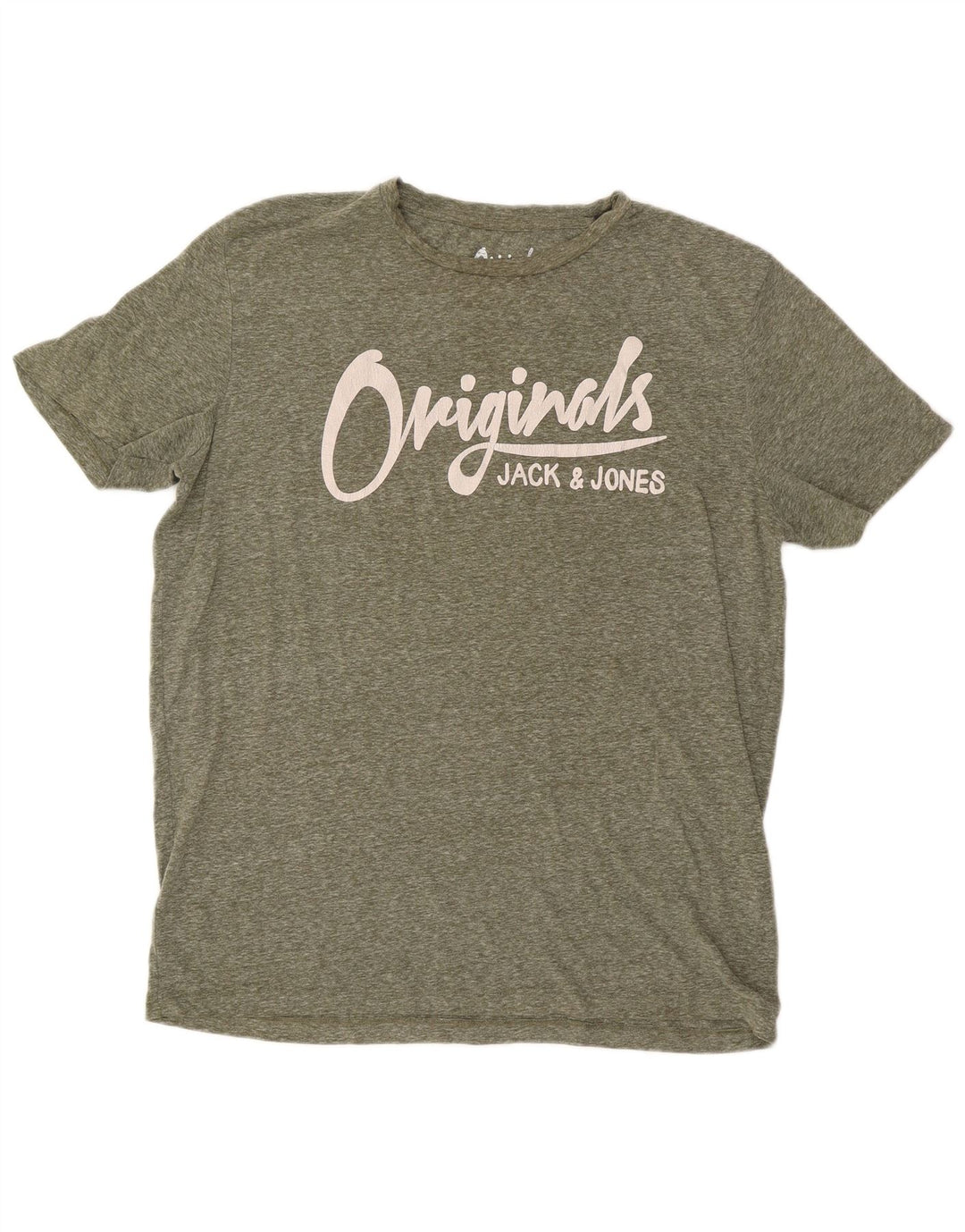 Jack & Jones Herre grafisk T-shirt Top XL Khaki Flecked Polyester