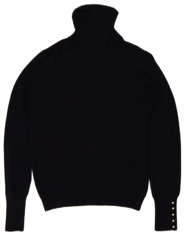 Zara Womens Roll Neck Jumper Sweater UK 14 Large Navy Blue