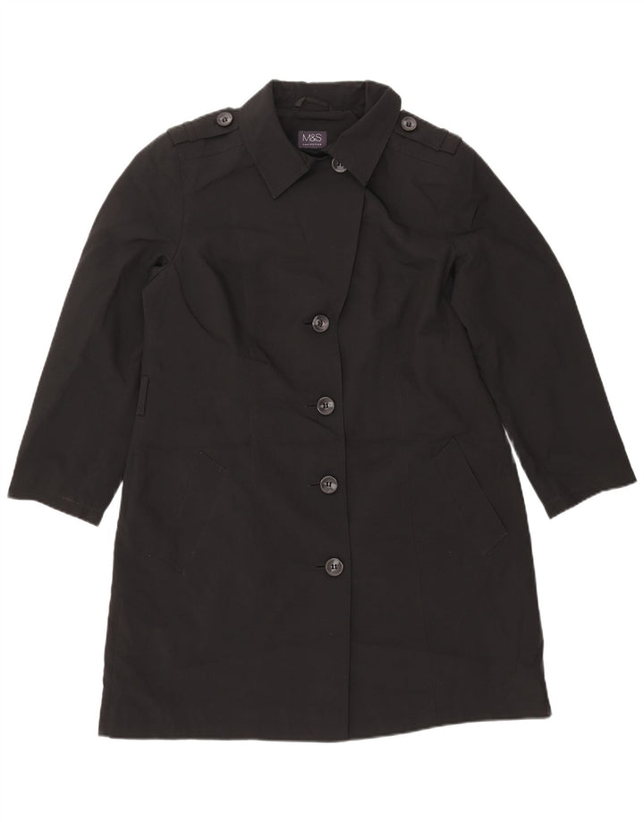 MARKS & SPENCER Trench Coat til kvinder UK 14 Stor sort polyester