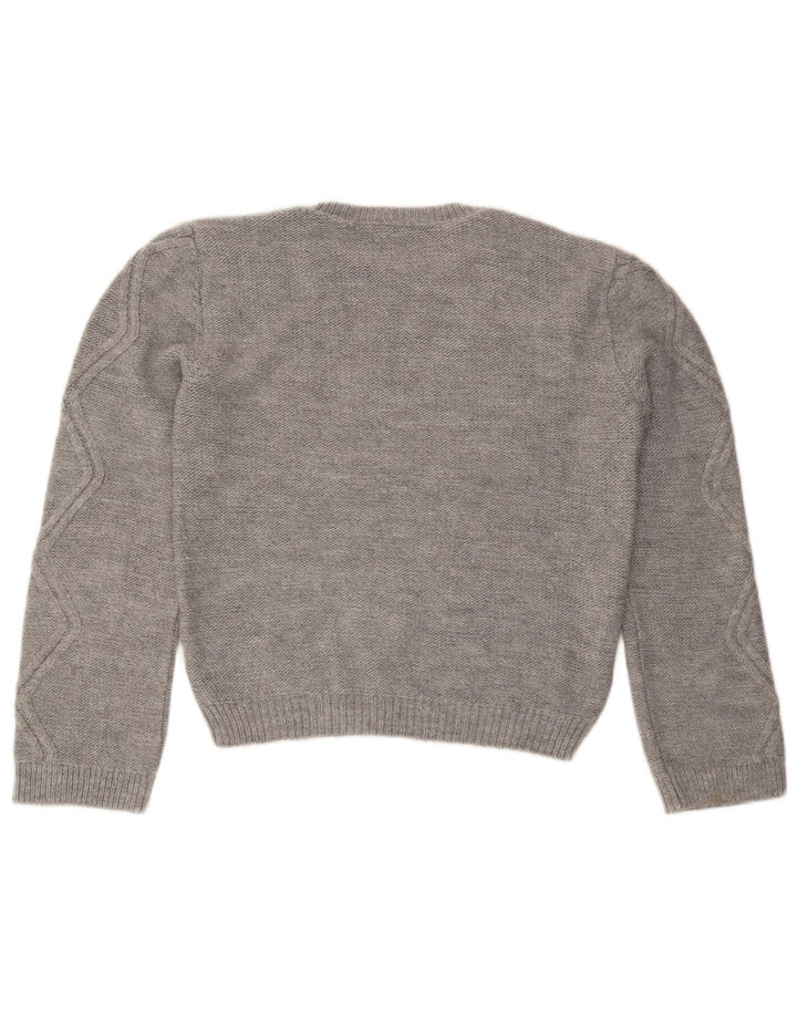Lipsy Womens Crew Neck Jumper Sweater UK 12 Medium Grey Acrylic