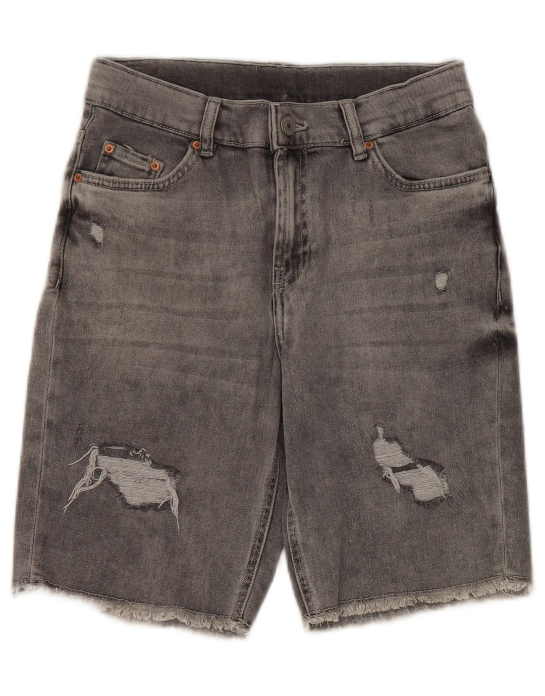 Zara Boys Distressed Denim Shorts 13-14 år W26 Grå Polyester