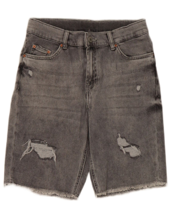 Pantaloncini in denim invecchiato Zara per ragazzi 13-14 anni W26 Poliestere grigio