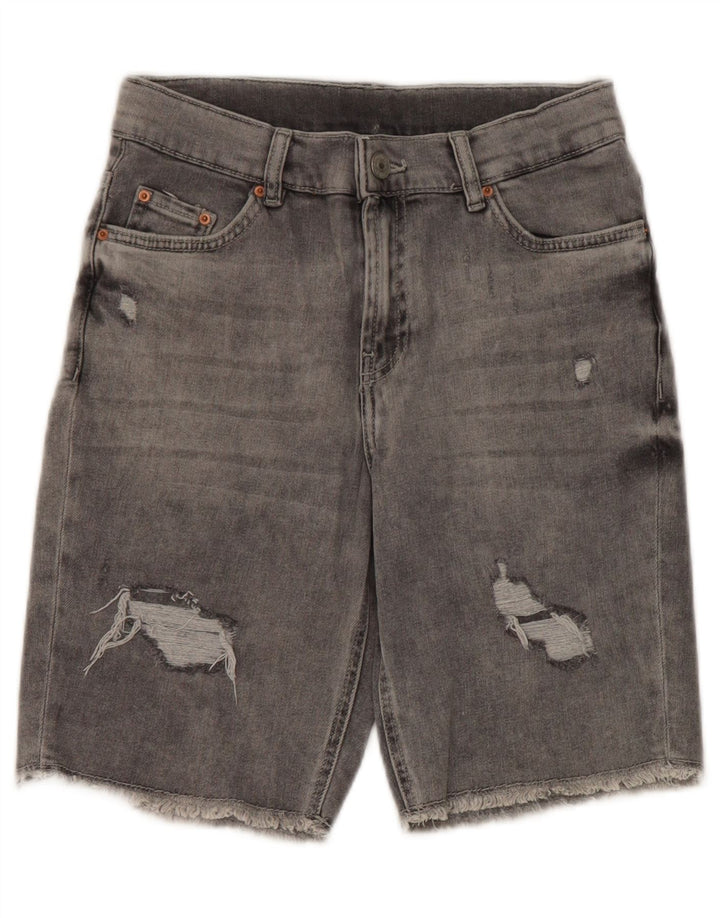 Zara Boys Distressed Denim Shorts 13-14 år W26 Grå Polyester