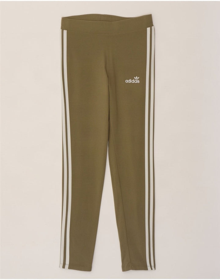 Adidas Womens Leggings UK 8 Small Khaki Cotton