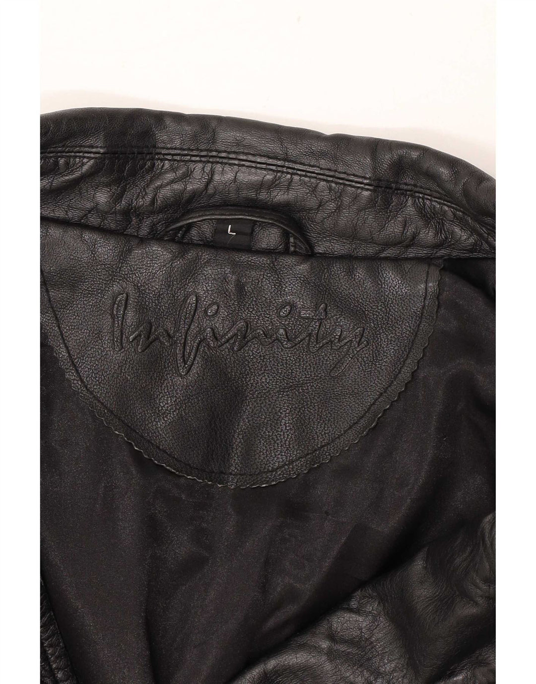 Infinity Mens Leather Biker Jacket UK 40 Large Black