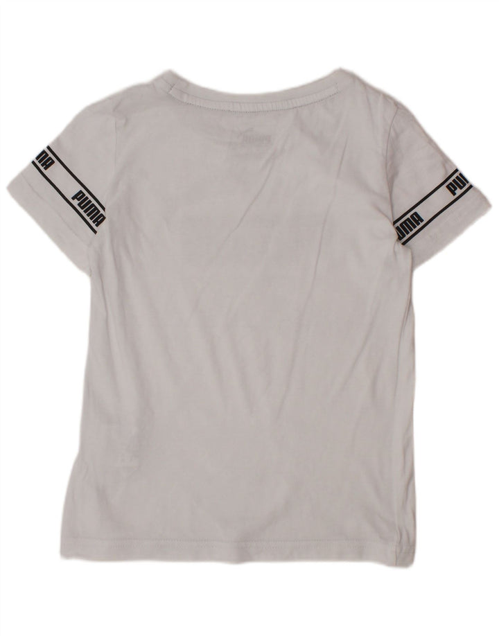PUMA Boys Graphic T-Shirt Top 4-5 Years White Cotton