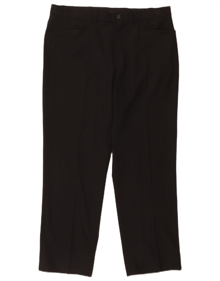 Marks & Spencer Mens Straight Casual Trousers W36 L29 Black Polyester