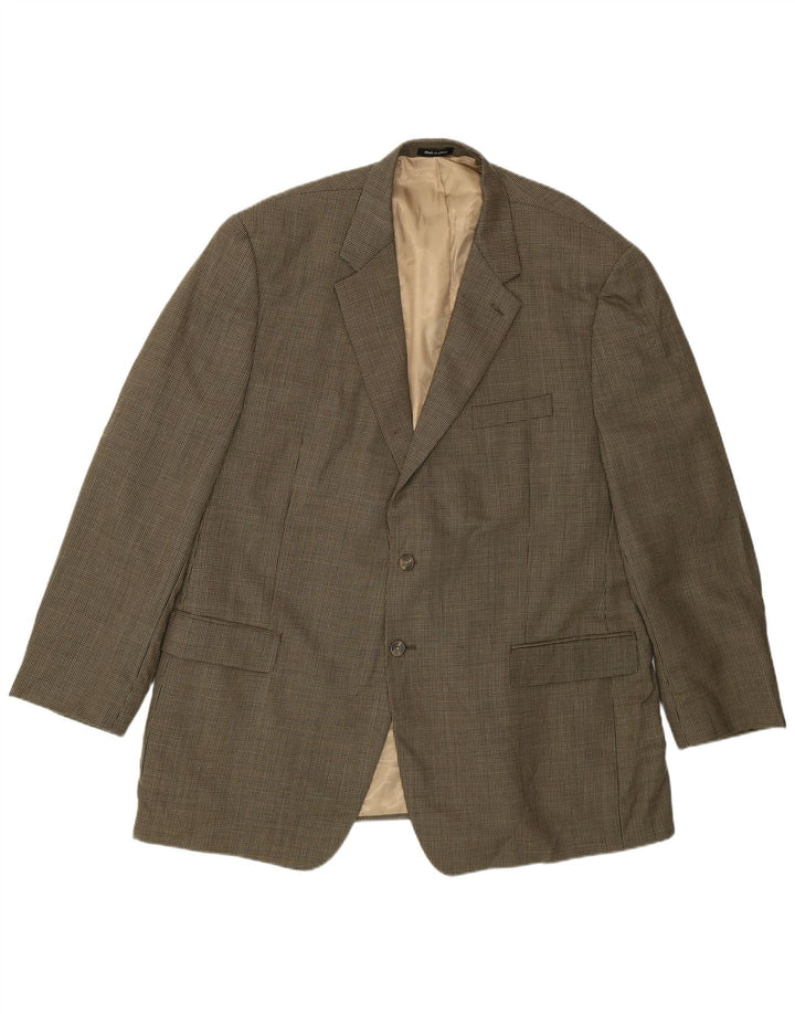 Chaps Mens 2 Button Blazer Jacket UK 48 4XL Khaki New Wool