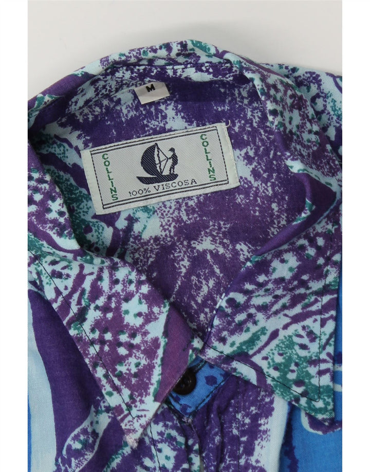 Collins Mens Short Sleeve Shirt Medium Blue Paisley Viscose