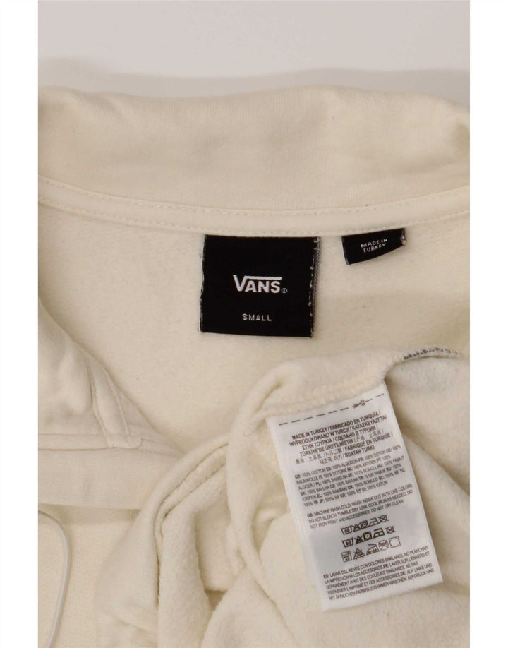 Vans Dame Oversized Crop Zip Neck Sweatshirt Jumper UK 10 Small Off White