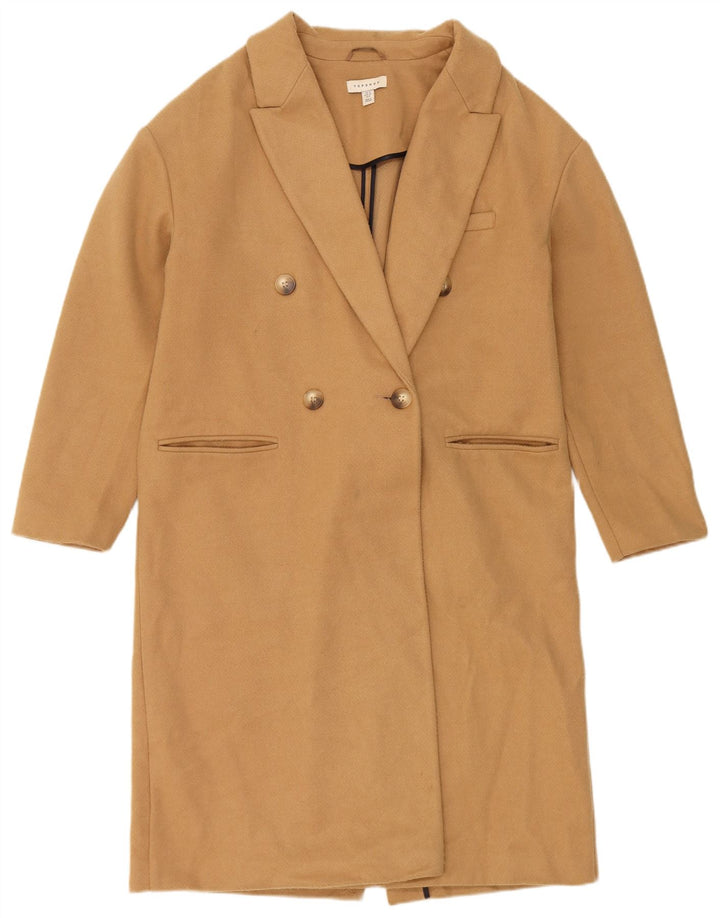Topshop Damen Zweireihiger Mantel UK 12 Medium Beige Polyester