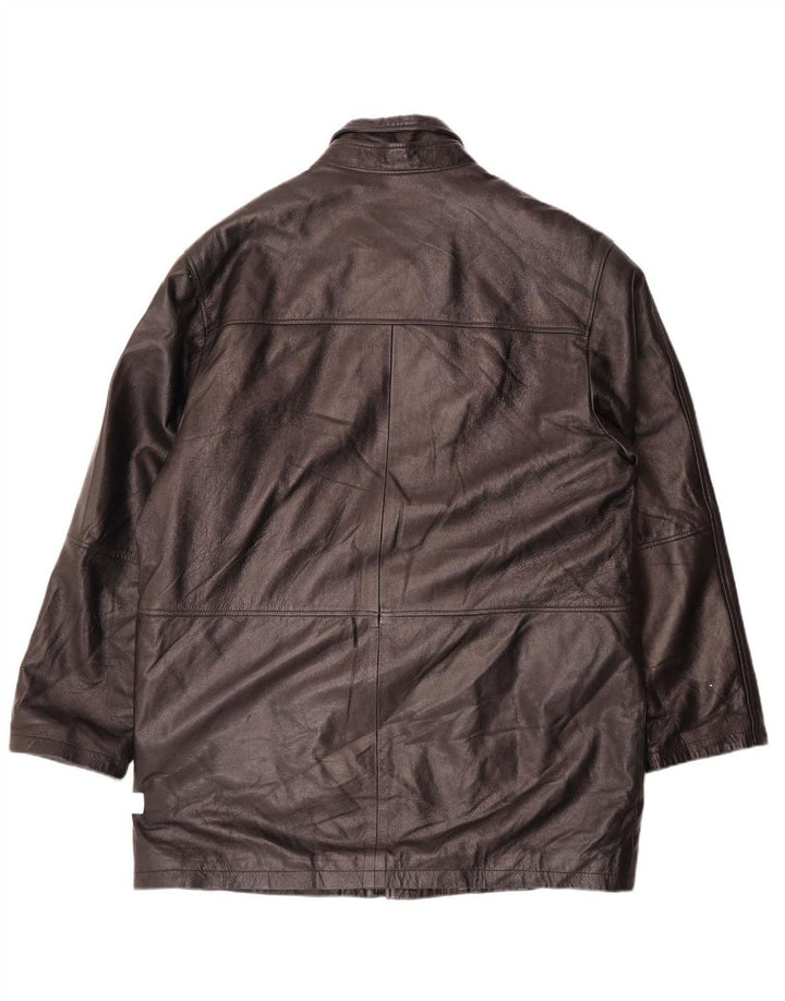 VINTAGE Mens Leather Coat UK 40 Large Black Leather