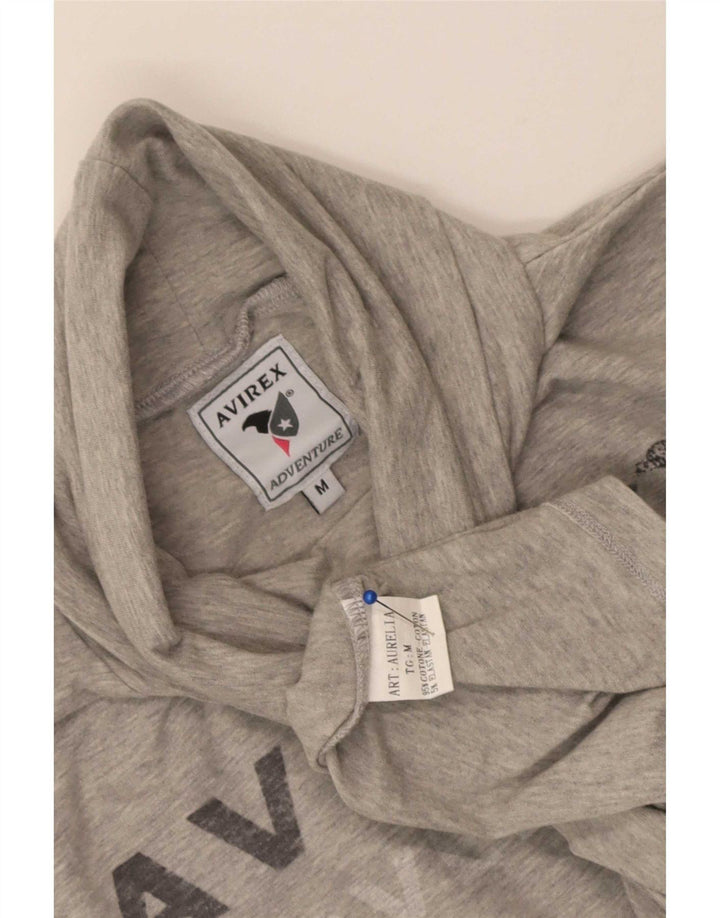 Avirex Womens Graphic Top Long Sleeve UK 12 Medium Grey Cotton