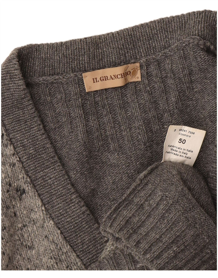 Il Granchio Męski sweter rozpinany IT 50 Średniej szarej wełnianej plamki
