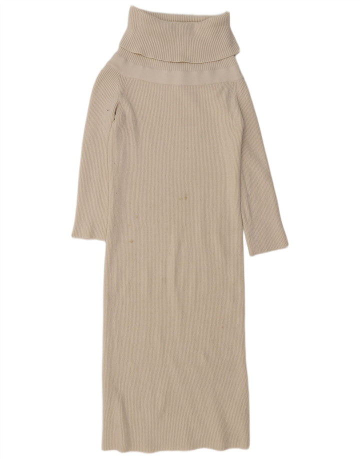 Zara Womens Jumper Dress UK 14 Medium Beige Viscose