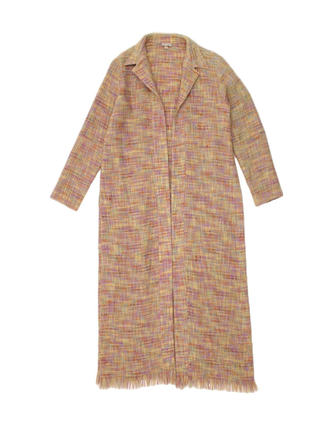 MICHEL AMBERS Womens Open Overcoat UK 16 Large Multicoloured Wool Vintage Michel Ambers and Second-Hand Michel Ambers from Messina Hembry 