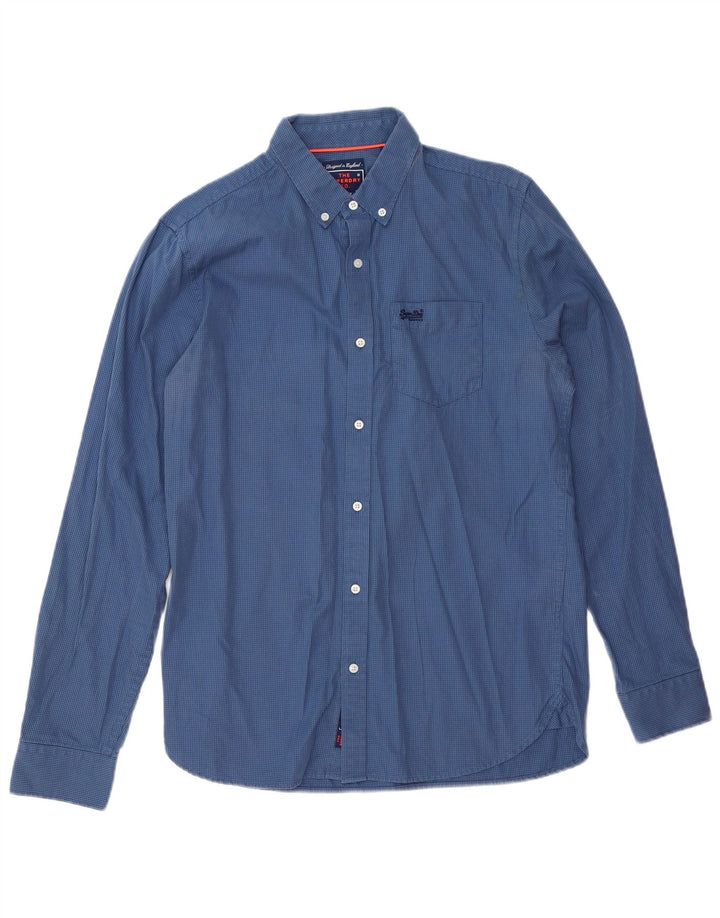 SUPERDRY Mens Shirt Medium Blue Houndstooth Cotton