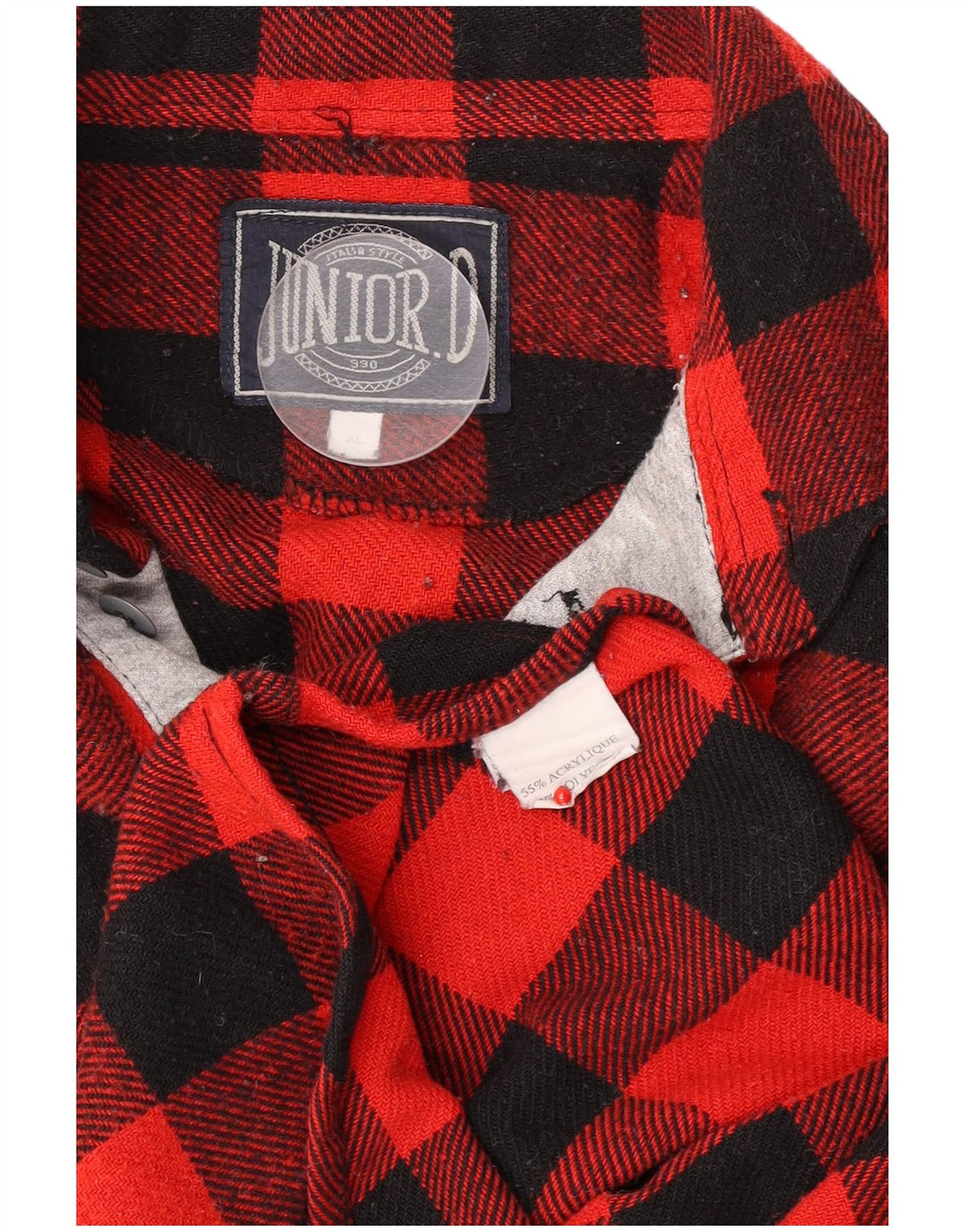 Junior.D Mens Pullover Flannel Shirt XL Red Check Acrylic