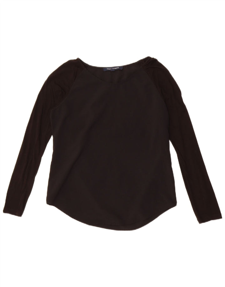 French Connection Womens Long Sleeve Blouse Top UK 10 Small Black Lyocell