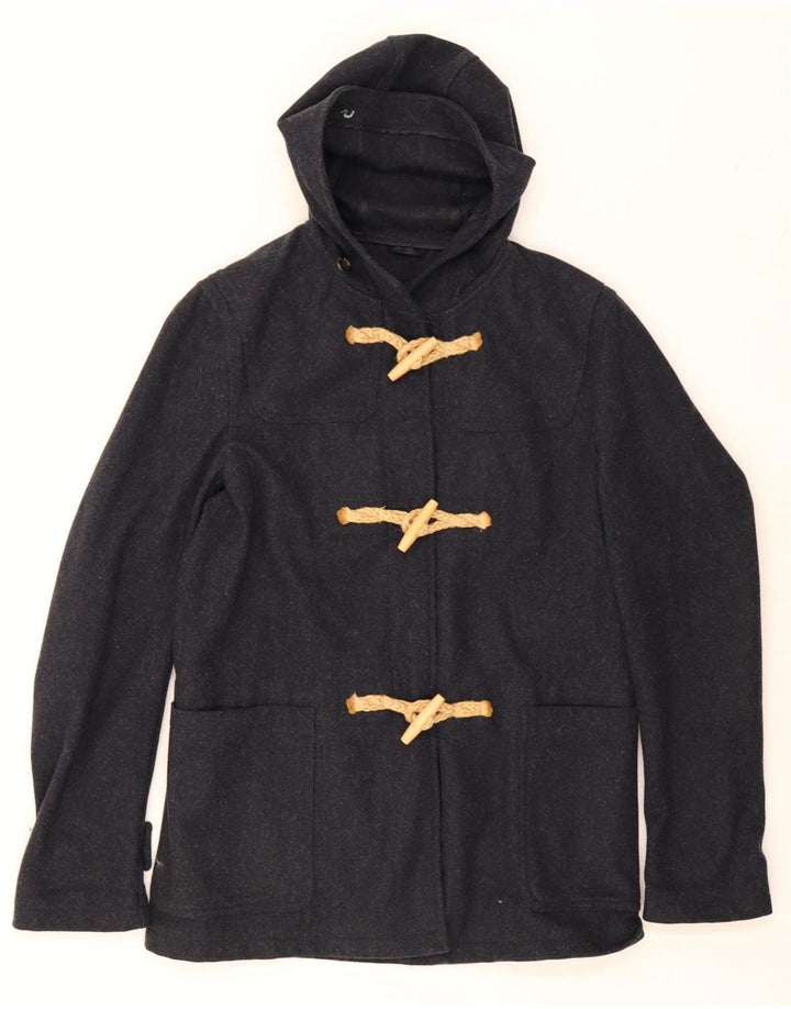 BENETTON Womens Hooded Duffle Coat IT 48 XL Navy Blue Wool Vintage Benetton and Second-Hand Benetton from Messina Hembry 