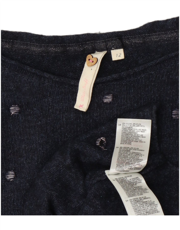 White Stuff Womens Boat Neck Jumper Sweater UK 12 Medium Navy Blue Viscose