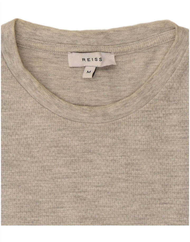 Reiss Mens T-Shirt Top Medium Grey Flecked Cotton