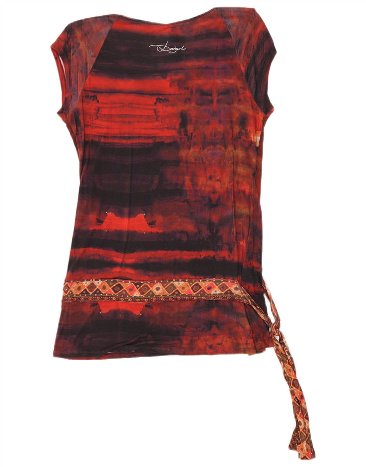 Desigual Γυναικεία Abstract Pattern Μπλούζα Top UK 18 XL Κόκκινο