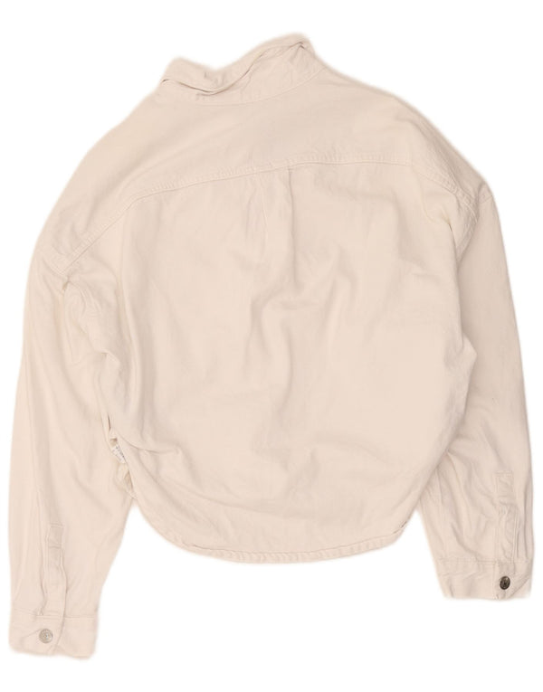 Zara Womens Oversized Denim Shirt UK 6 XS White Cotton