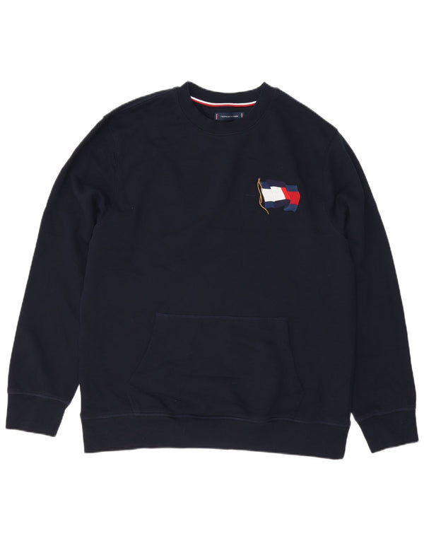 Tommy Hilfiger Mens Casual Fit Sweatshirt Jumper Large Navy Blue Cotton