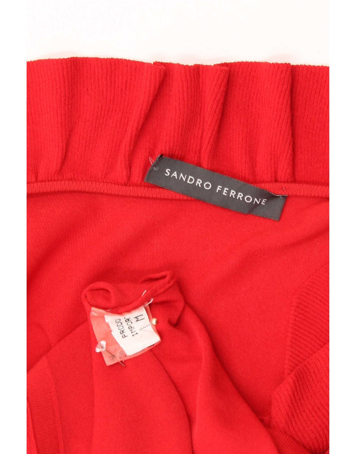Sandro Ferrone Womens Ruffle Front Blouse Top UK 12 Medium Red Viscose