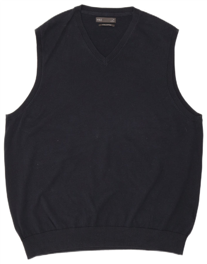 Marks & Spencer Mens Vest Tank Top XL Navy Blue Cotton