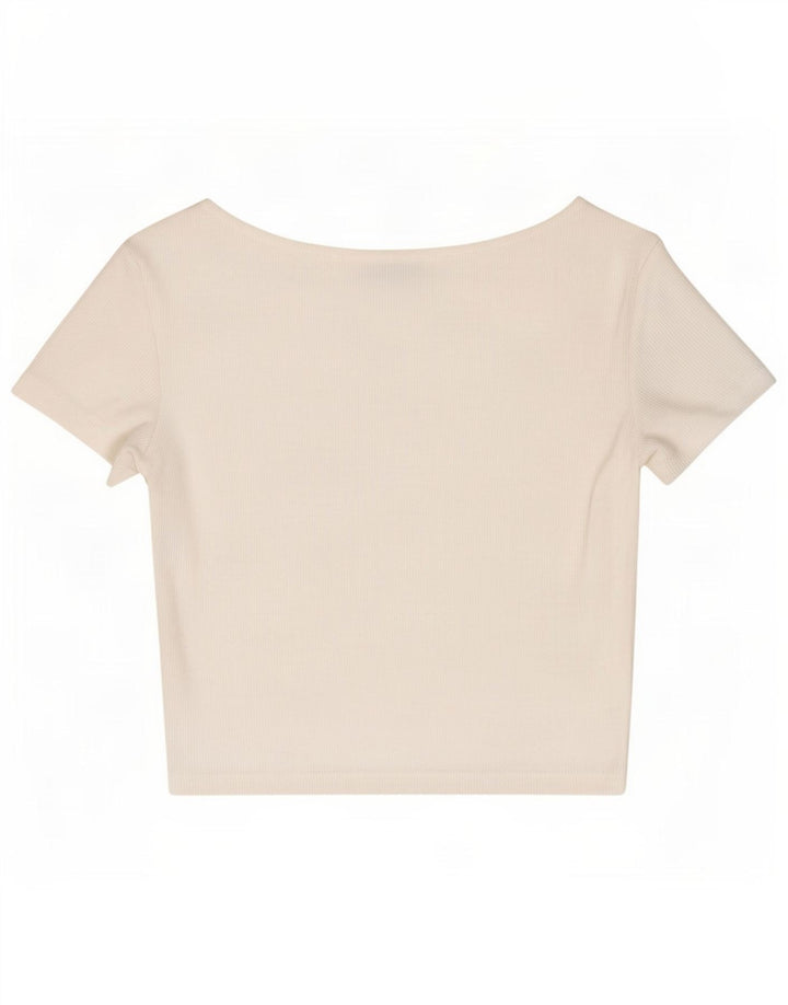 Zara Mujer Blusa Corta Top UK 8 Small Blanco