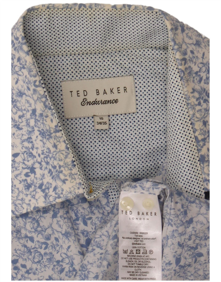 Ted Baker Herreskjorte str. 15 Medium Blue Floral Cotton