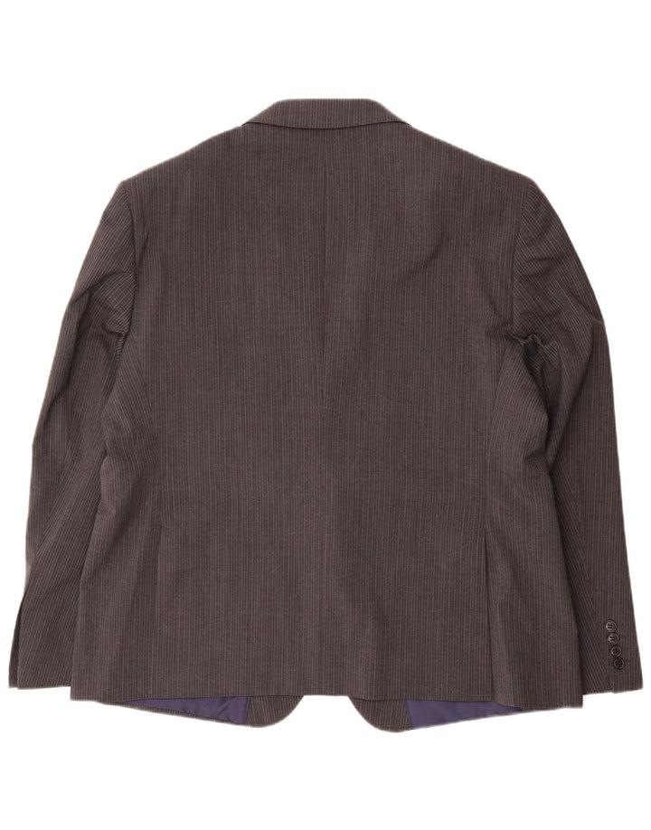 Marks & Spencer Mens Short 2 Button Blazer Jacket EU 56 3XL Grey Pinstripe