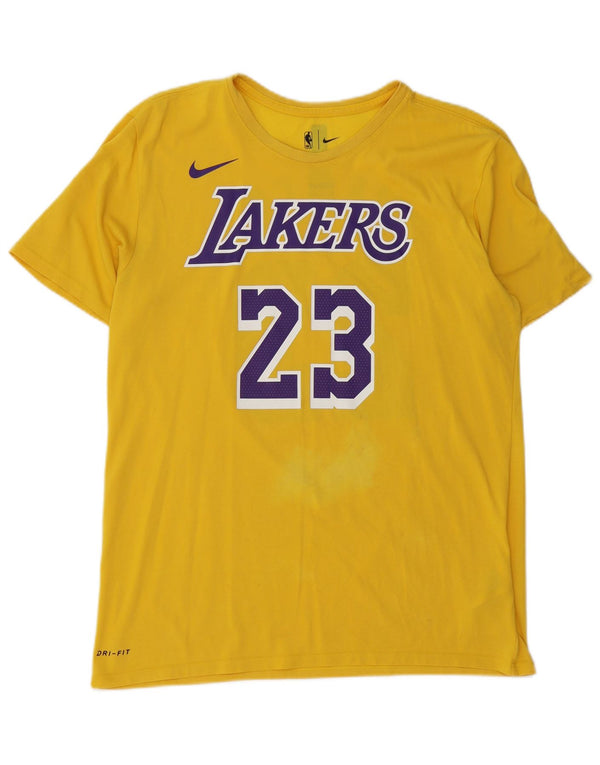 Nike Mens Los Angeles Lakers Graphic T-Shirt Top Large Yellow Cotton