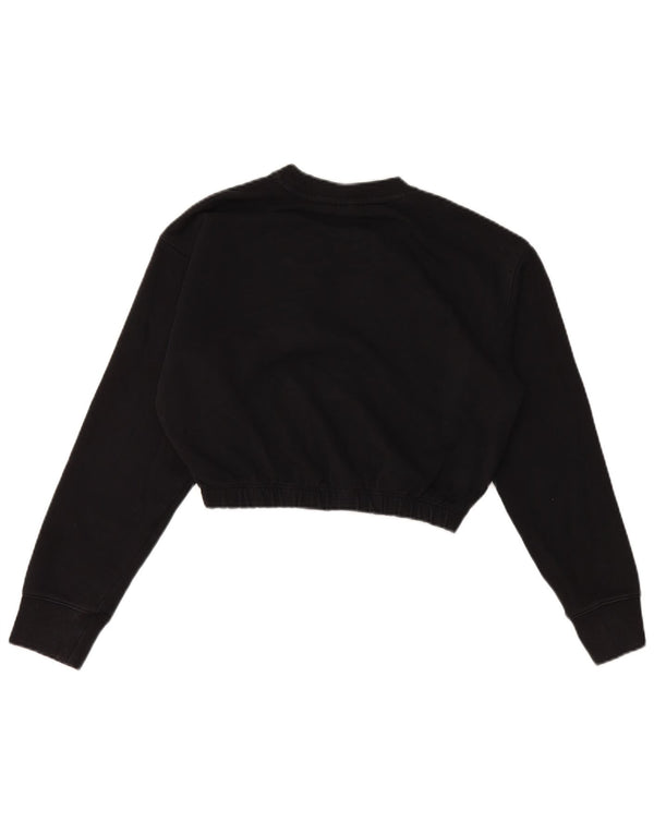 Champion Womens Graphic Crop Sweatshirt Jumper UK 16 Large Black