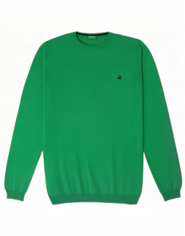 Maglione Girocollo Bambino Benetton 13-14 Anni 3XL Cotone Verde